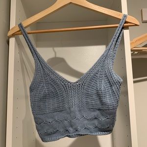 Light blue crochet crop top